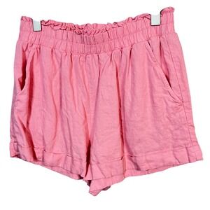 Show Me Your Mumu Han's Linen Pink Shorts‎ In Pink Melon Size Medium